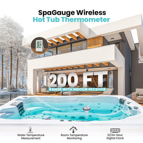 Zuprime Pure55 SpaGauge indoor receiver displaying water temperature readings.