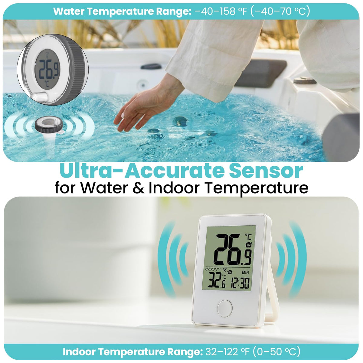Zuprime Pure55 SpaGauge IPX7 waterproof design withstands splashes.
