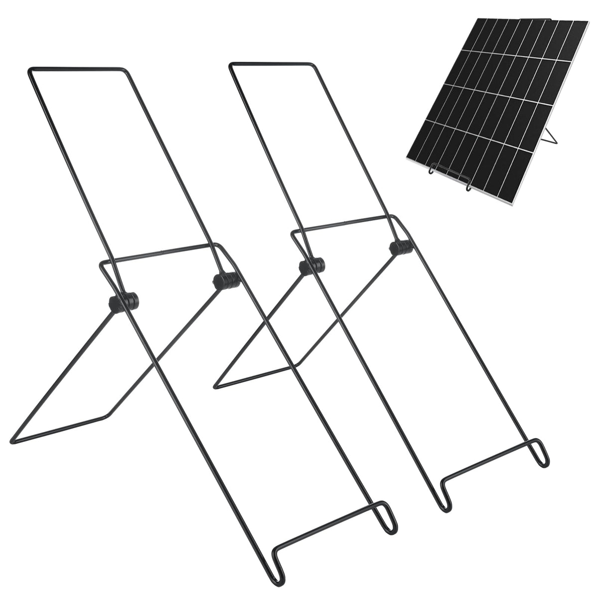 ZUQIAN folding solar panel stand shows portable setup for camping.