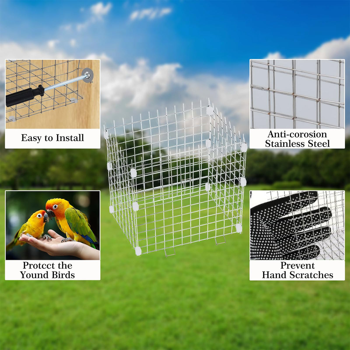 ZUUDYSEN Bluebird nesting protection guard highlights rust-resistant durability.