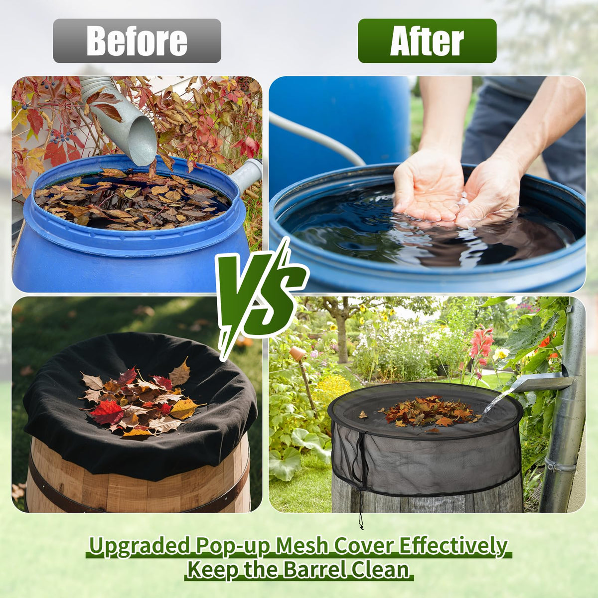 ZUUDYSEN weather-resistant rain barrel net suited for outdoor use.