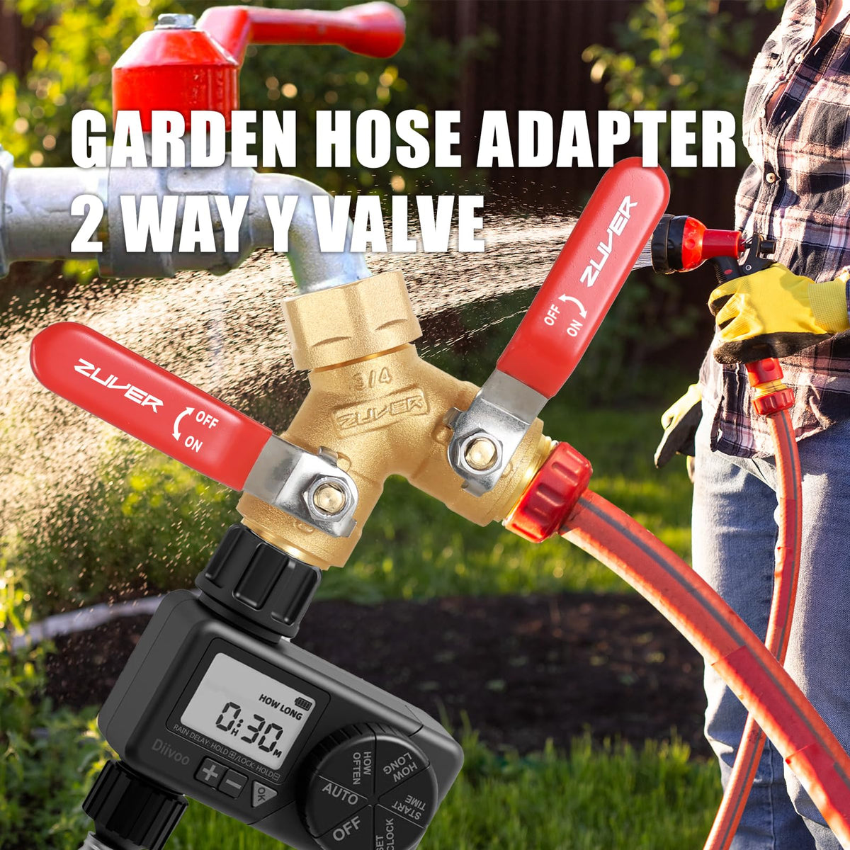 ZUVER brass valve with stainless steel long handle enables easy one-handed control