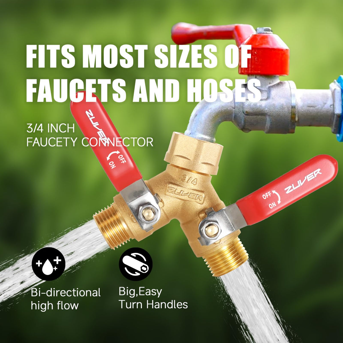 ZUVER outdoor faucet connector supports lawn irrigation and washing tasks