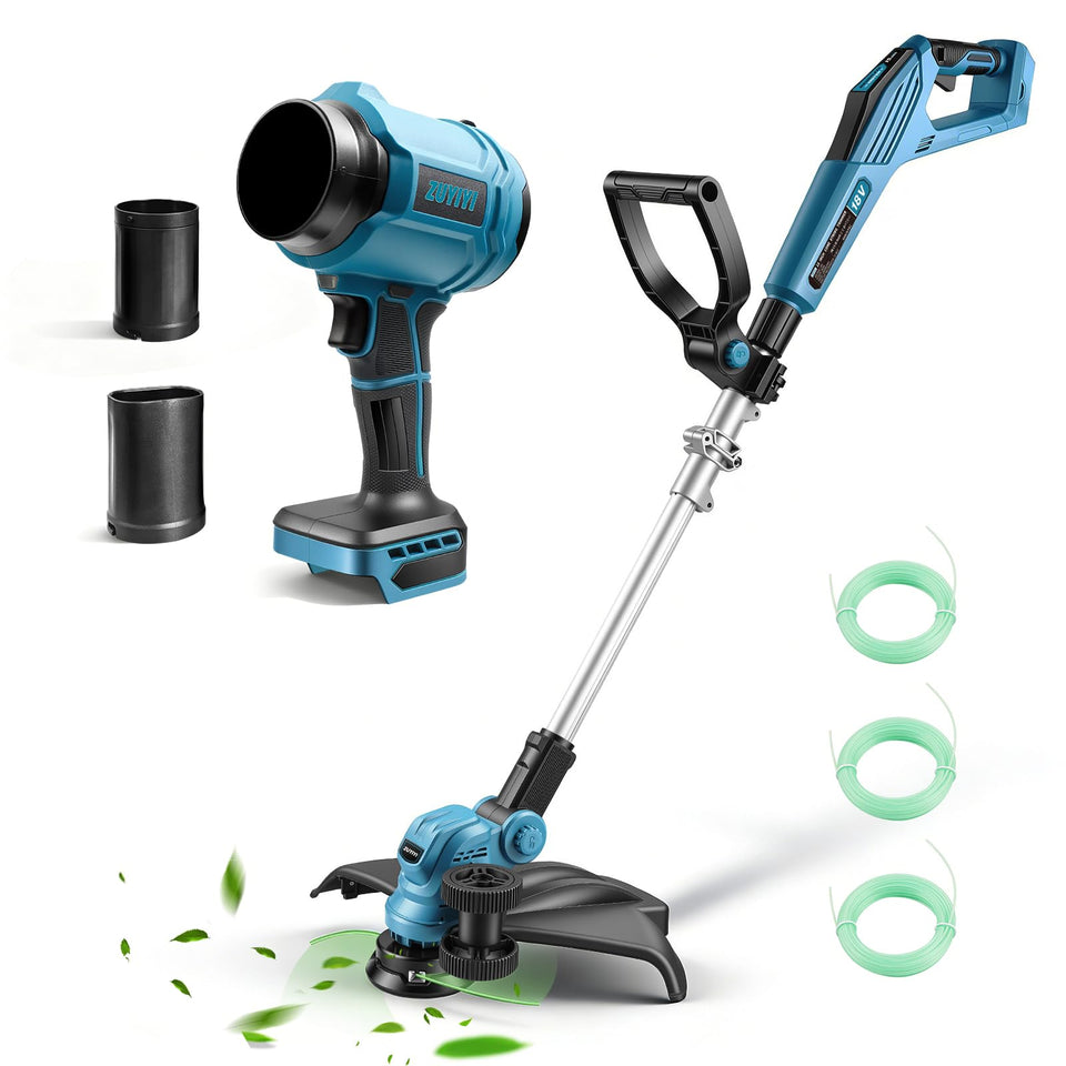 ZUYIYI electric string trimmer with 15-inch cutting path for precise edging.