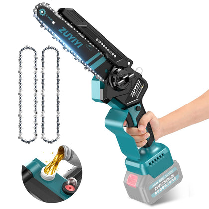 ZUYIYI 6-inch mini chainsaw with brushless motor for precise pruning.