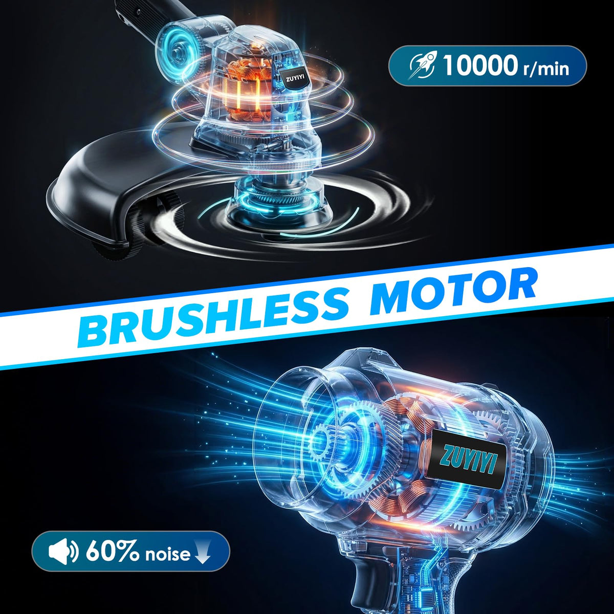 ZUYIYI blower with variable speed control for delicate to aggressive cleanup.