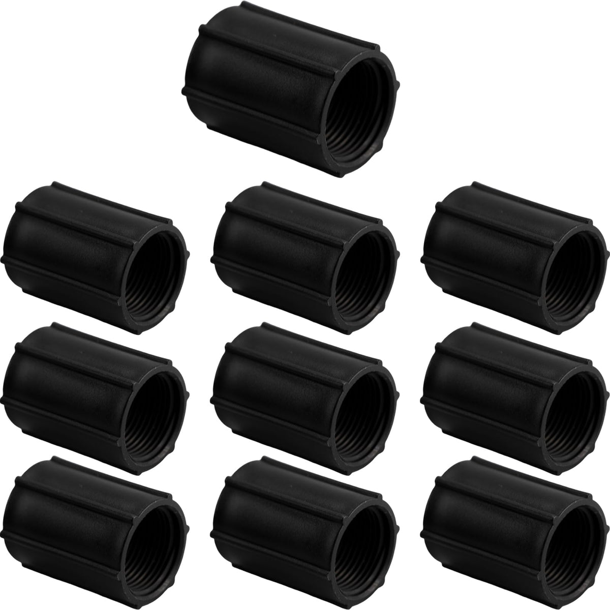 Zuylikxy 3-4in PVC NPT connector close-up with double female threads for irrigation.
