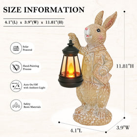 Dr. Bunny statue holds a book for whimsical patio and balcony charm