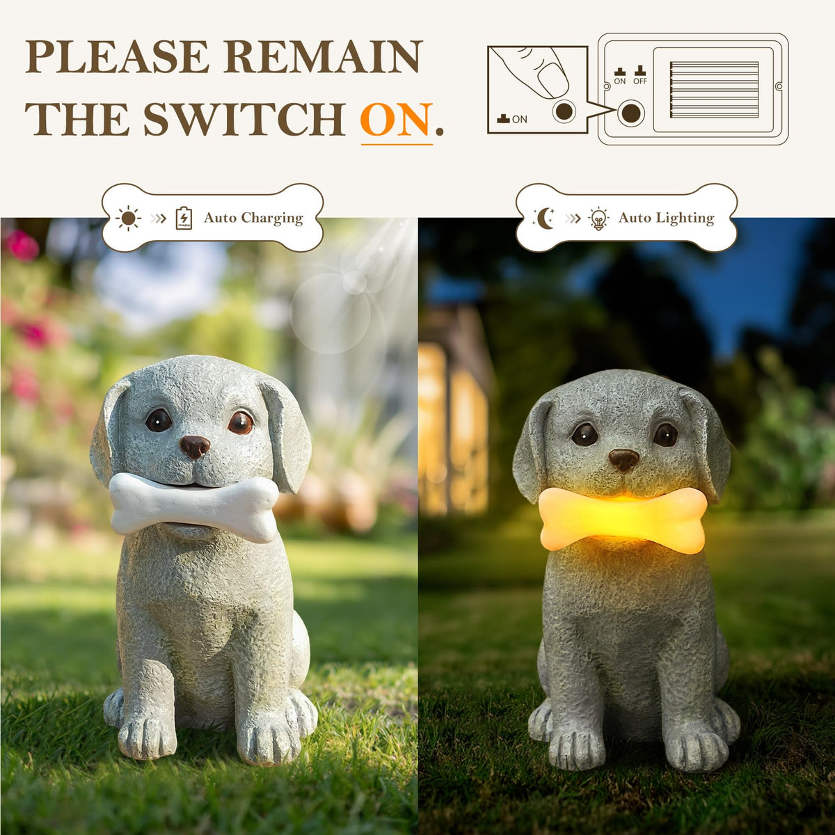 Zuzuzen outdoor puppy figurine, weatherproof for porches and patios