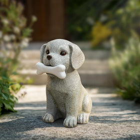 Zuzuzen weatherproof resin dog statue withstands rain and sun