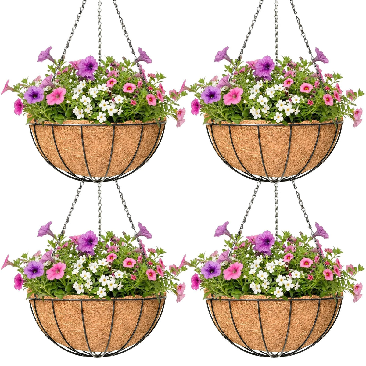 ZVOWOS 16-inch hanging planter with coco liner for outdoor blooms