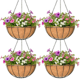 ZVOWOS 16-inch hanging planter with coco liner for outdoor blooms