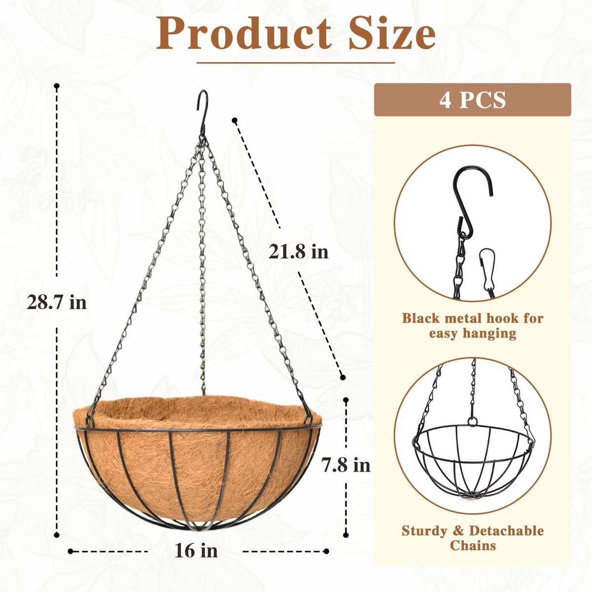 ZVOWOS easy-install hanging planter with tool-free setup