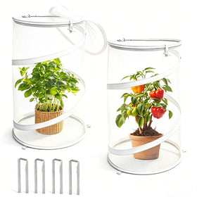 ZXAPJJD Pop-Up Mesh Plant Protector, white, front view, shields seedlings from wildlife