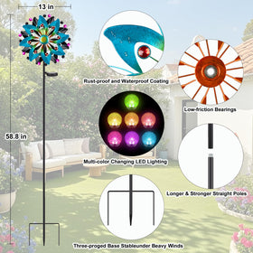 ZXHYREX Solar Wind Spinner 360-degree swivel enables continuous spin in light wind.