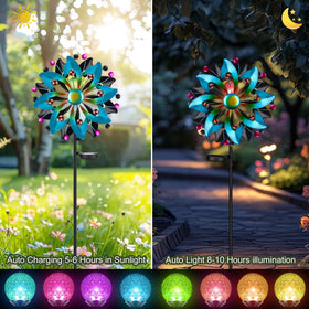 ZXHYREX Solar Wind Spinner ground installation provides stable lawn display.