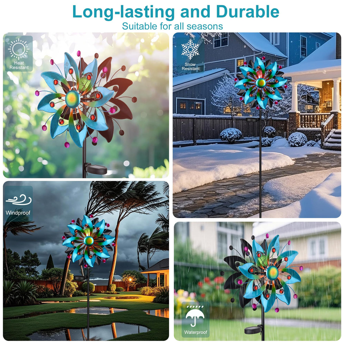 ZXHYREX Solar Wind Spinner stands 58.8-inch tall for a dramatic focal point.