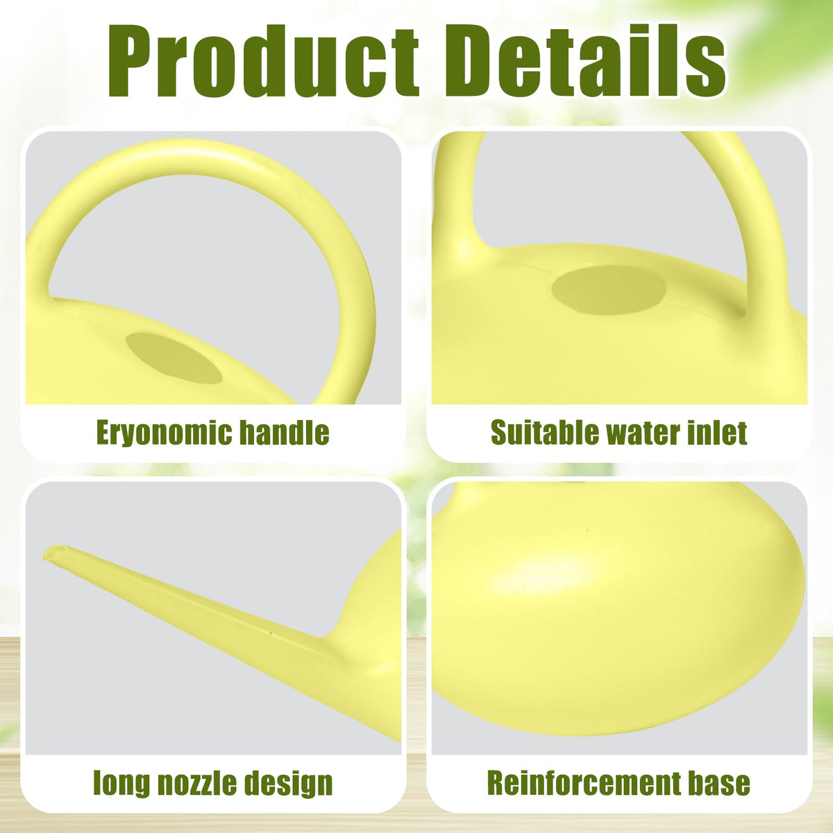 ZXJ durable plastic watering can in yellow before use in garden.