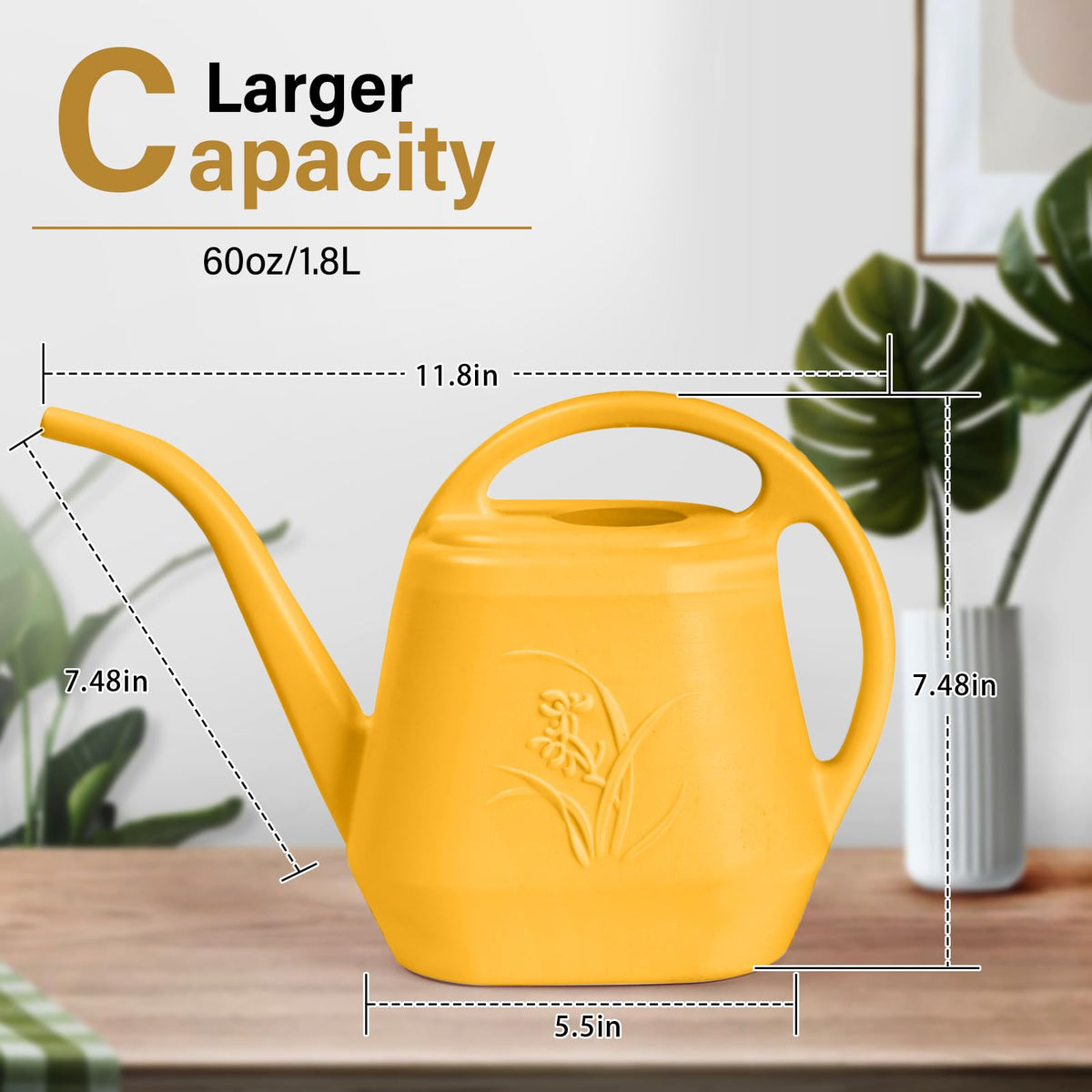 ZXJ orange half gallon watering can shown from side for easy filling