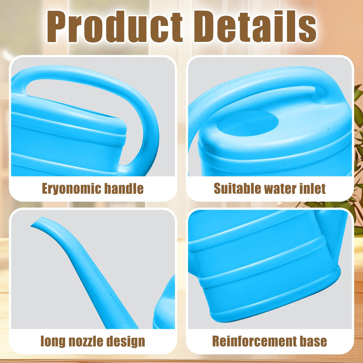 ZXJ blue watering can designed for indoor plants and gentle watering.