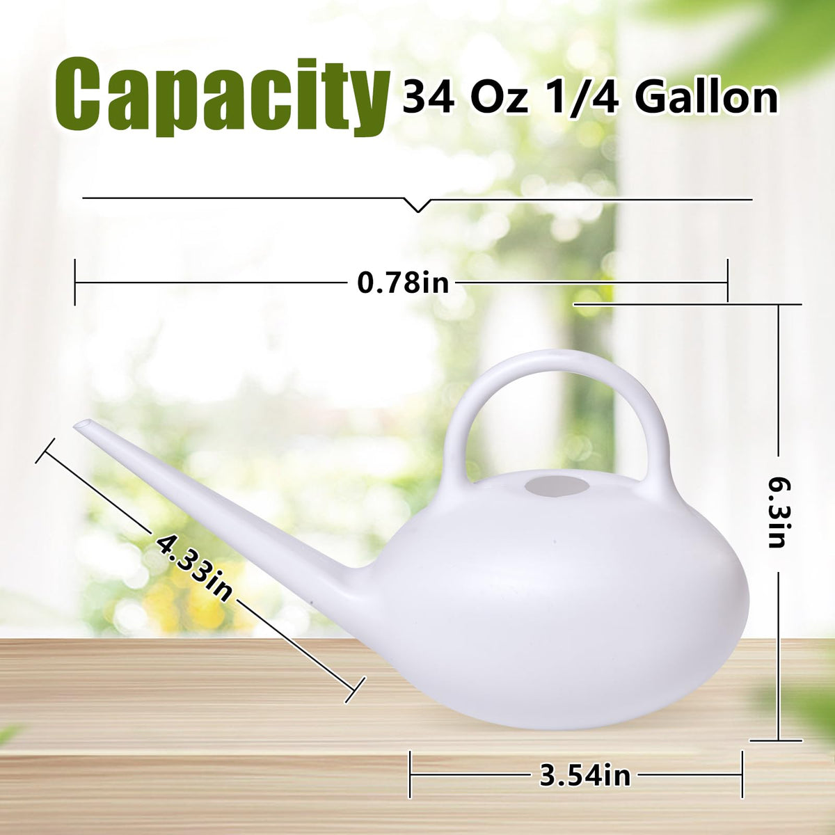 ZXJ watering can quarter-gallon white side view highlighting easy grip