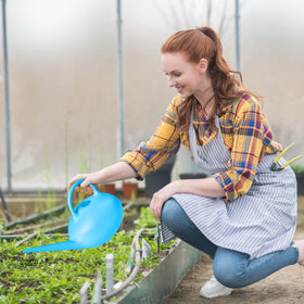ZXJ blue watering can adds decorative touch to home or garden