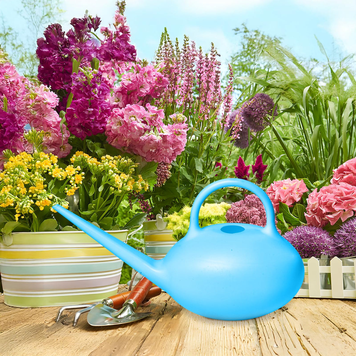 ZXJ durable plastic watering can built to resist wear and weather