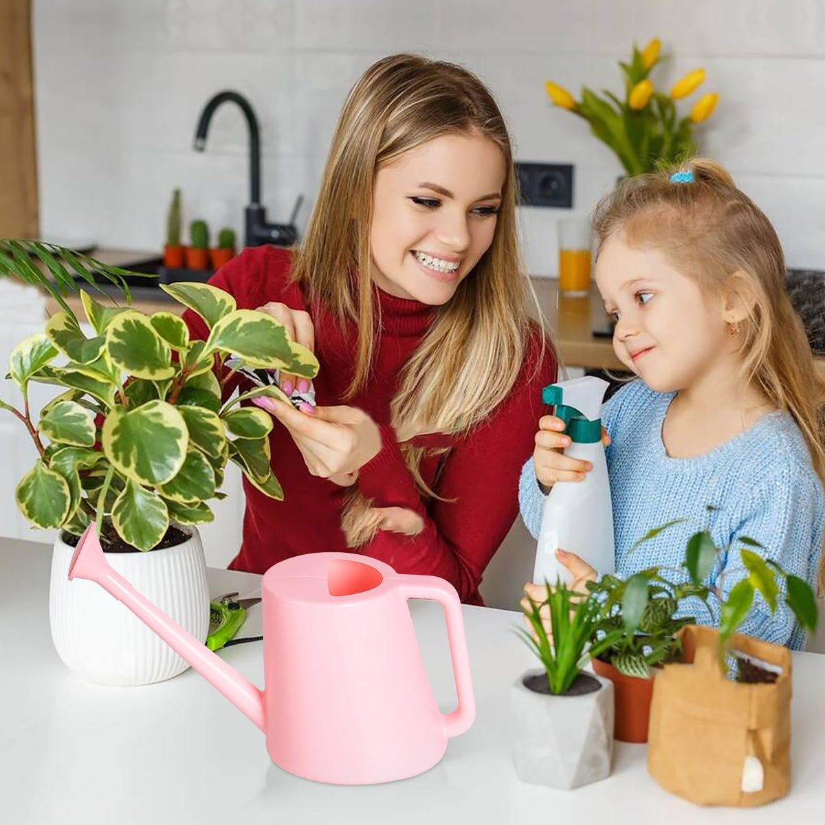 ZXJ pink garden watering can suitable for indoor and outdoor plants