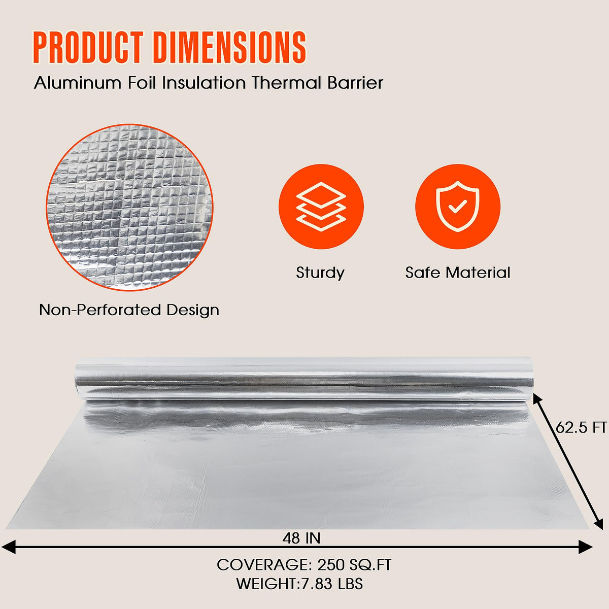Heavy-duty aluminum insulation foil used with steam room walls for moisture control.