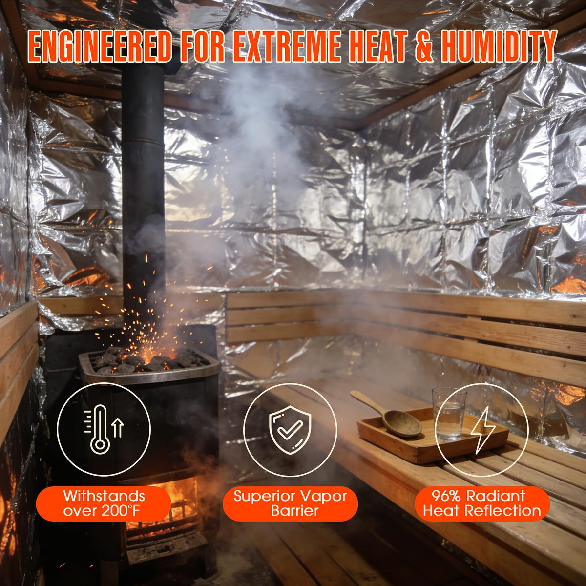 Non-toxic, fiber-free insulation material ensuring safe sauna spaces.