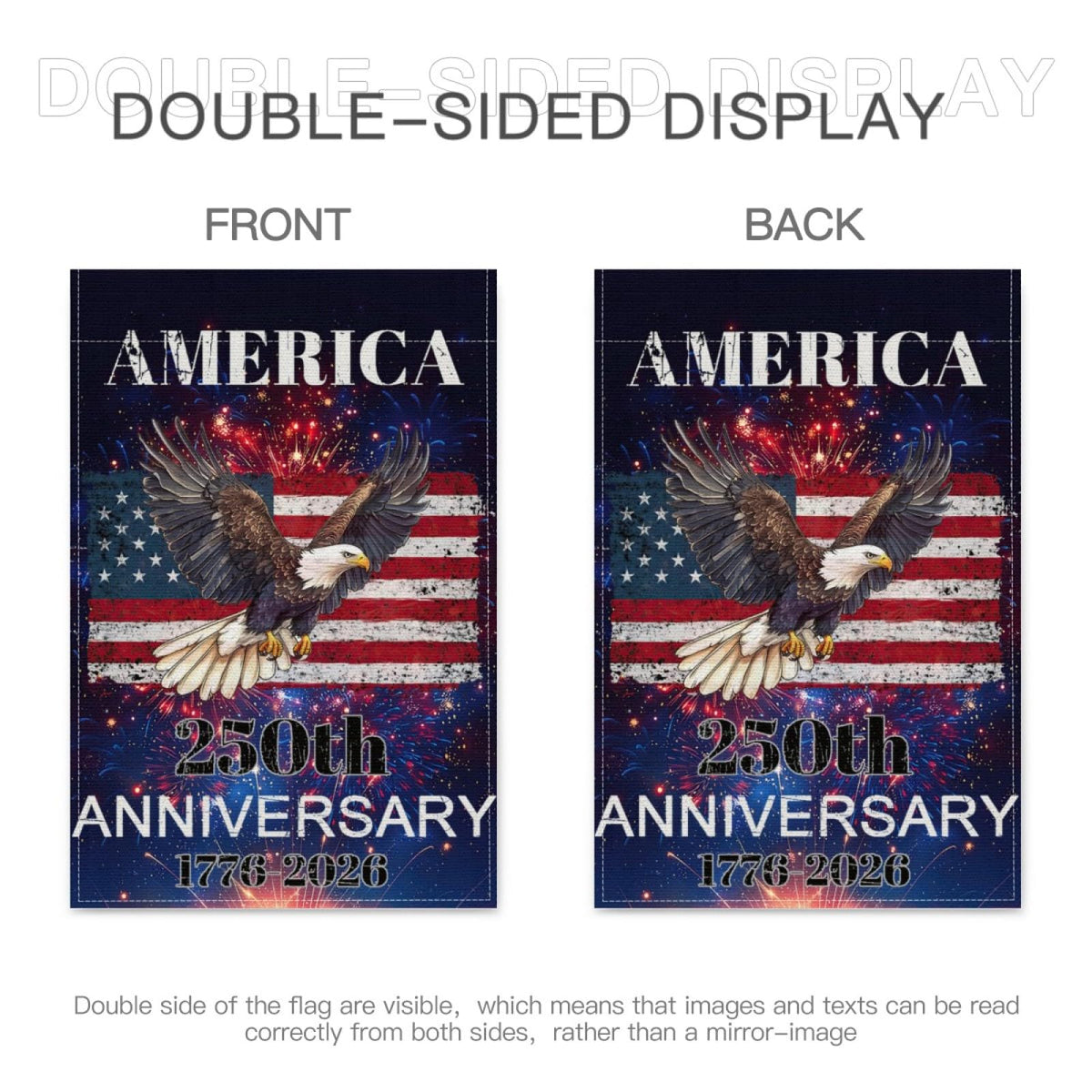 ZXRSDDF double-sided garden flag shows patriotic design from every outdoor angle.
