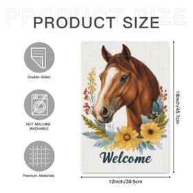 ZXRSDDF Welcome Floral Horse Flag ideal for seasonal displays and holiday decor.