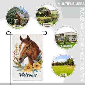 ZXRSDDF Welcome Floral Horse Flag fabric is weather-resistant for outdoor use.