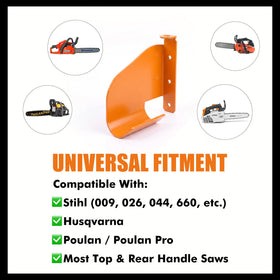 Zxturbi chainsaw securely held on wall for safe storage.