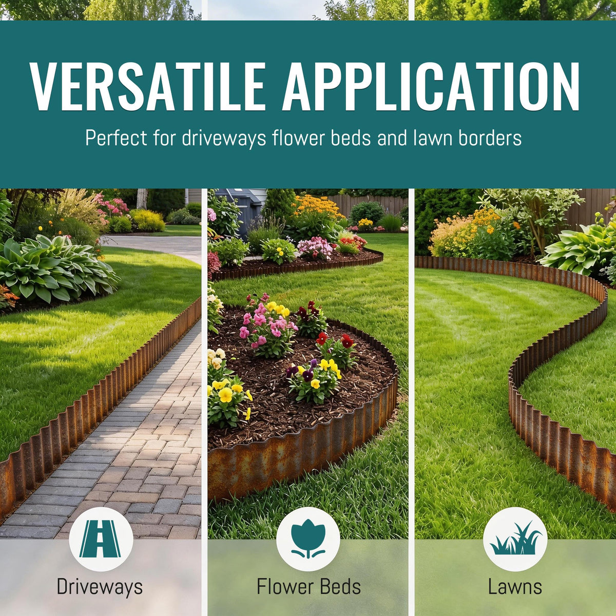 ZXZYHFTY weather-resistant edging withstands rain and sun.