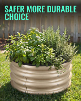 ZXZYHFTY round planter supports vegetables, herbs, and flowers.