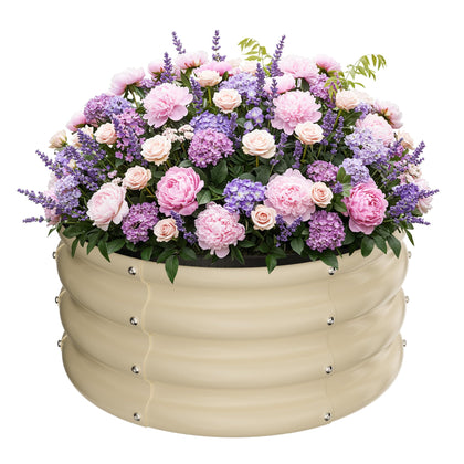 ZXZYHFTY raised garden bed in white with open bottom for drainage.