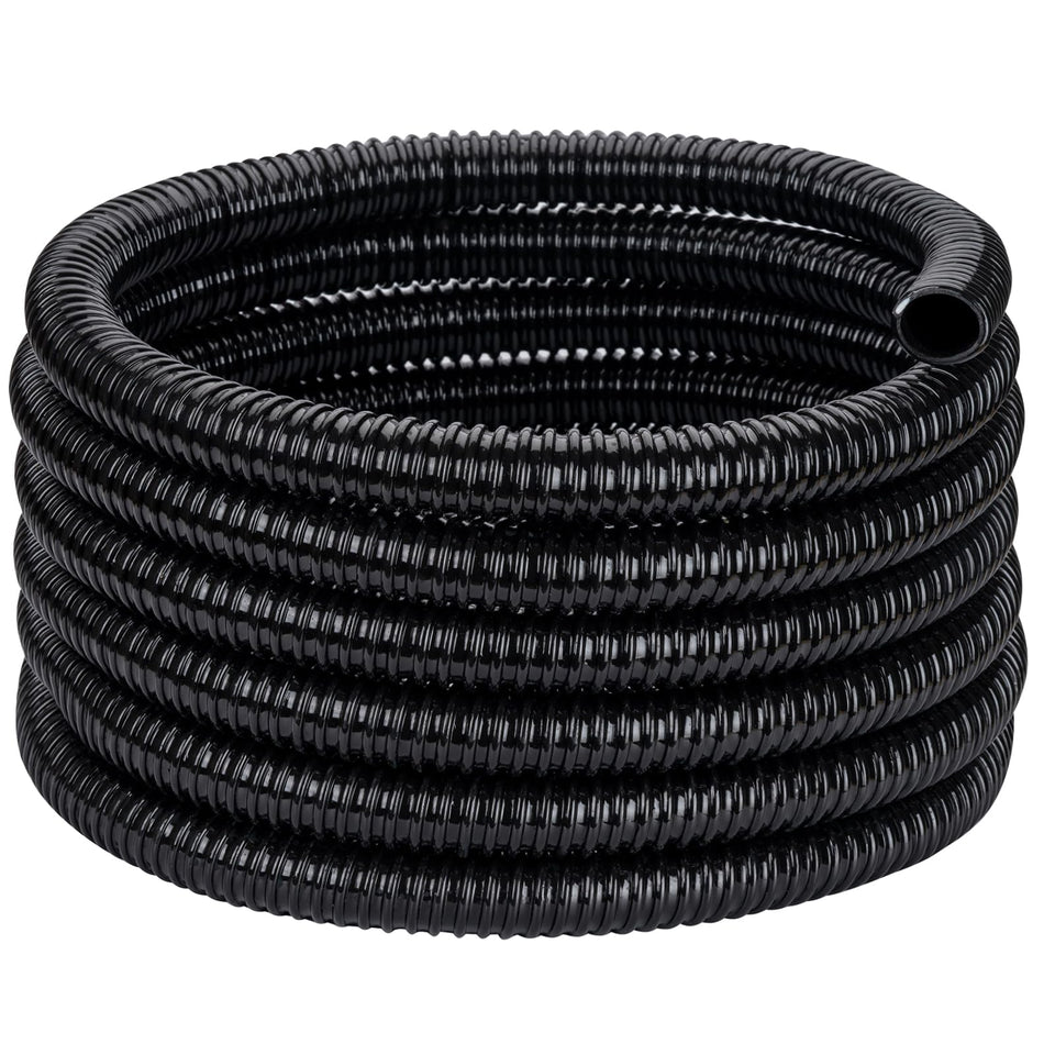 ZY-hosetube pond tubing 20ft black outer — flexible for ponds and waterfalls.