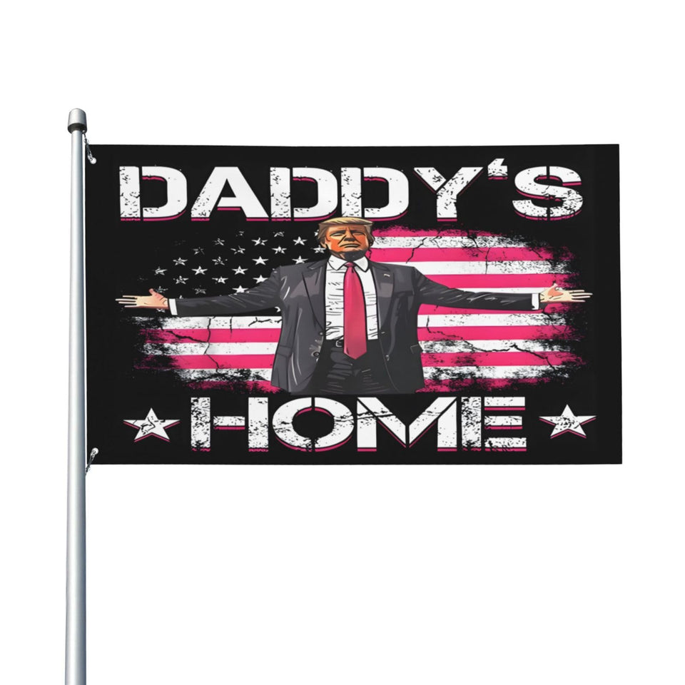 Zyatbwi Daddys Home Flags pink banner for indoor and outdoor decor