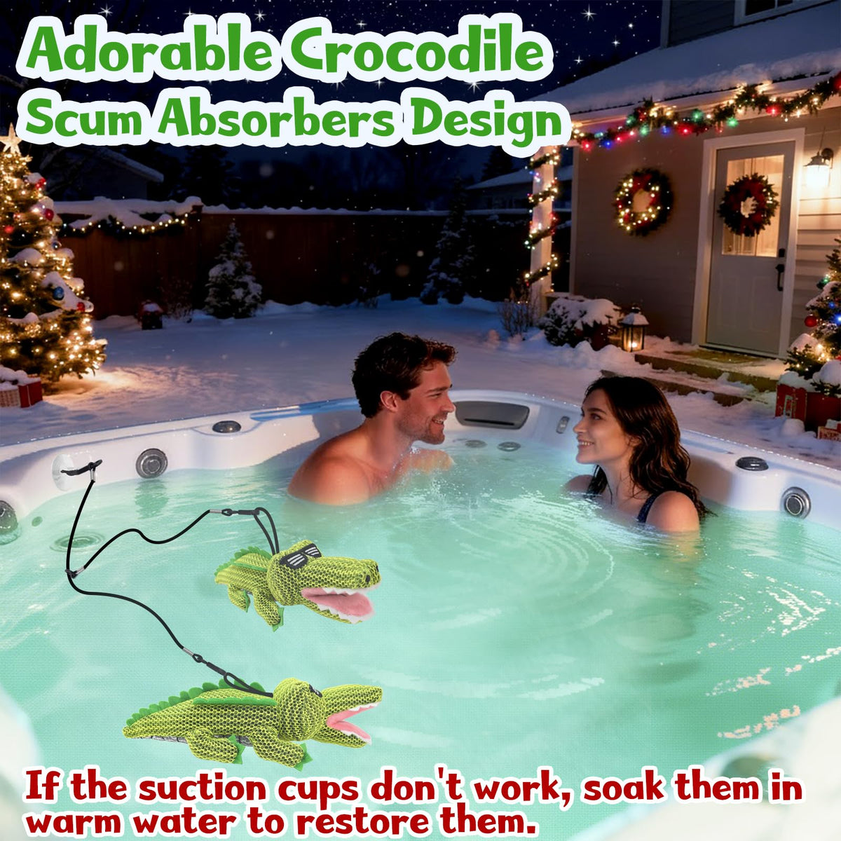 ZYIDBNG crocodile hot tub absorber in water helps keep water clear.