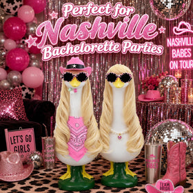 ZYIDBNG porch goose pink cowgirl hat adds playful western flair for your lawn