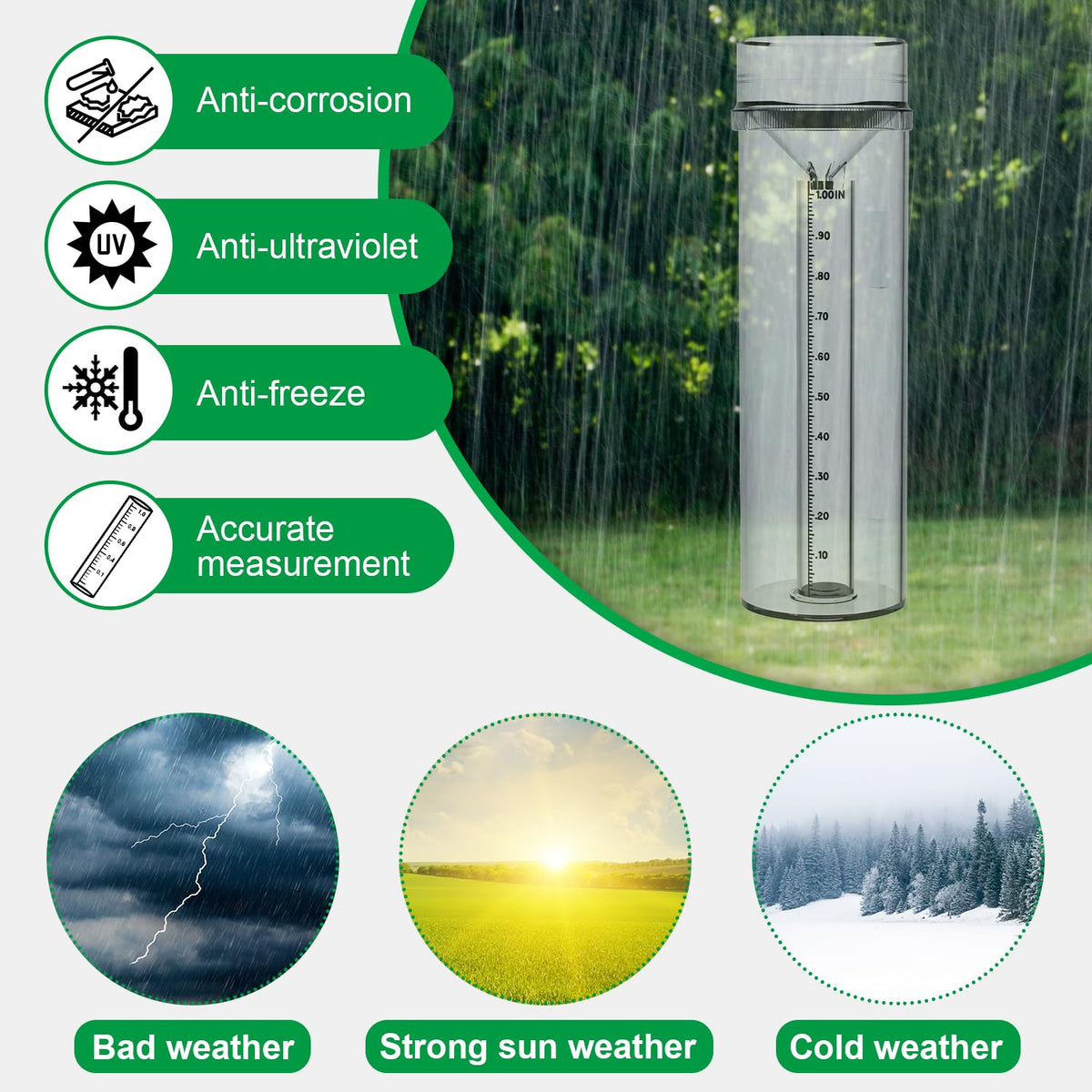 Zylaer rain gauge reading cylinder close-up aids quick, accurate measurement checks