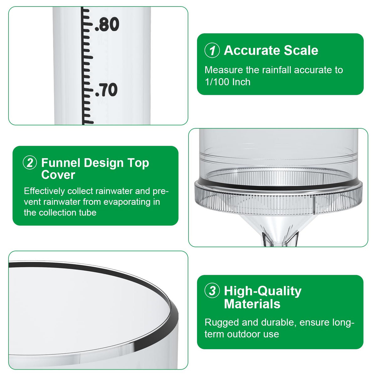 Zylaer rain gauge top funnel design prevents evaporation and improves data reliability
