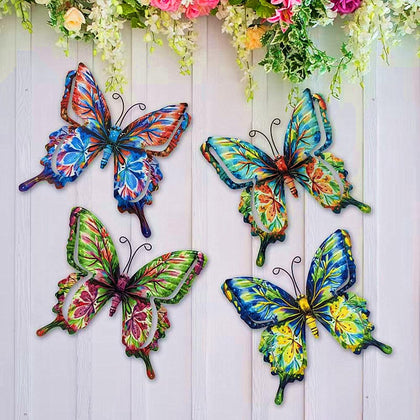 ZZHMASPLAY butterfly wall decor on fence adds colorful charm to outdoor spaces.