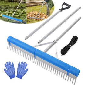 ZZM Floating Lake Weed Rake clears weed beds up to 36 inches wide along the shoreline.
