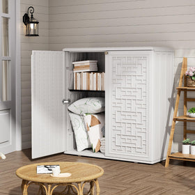 ZZM HDPE cabinet, weatherproof shell, colorfast finish supporting year-round outdoor use.