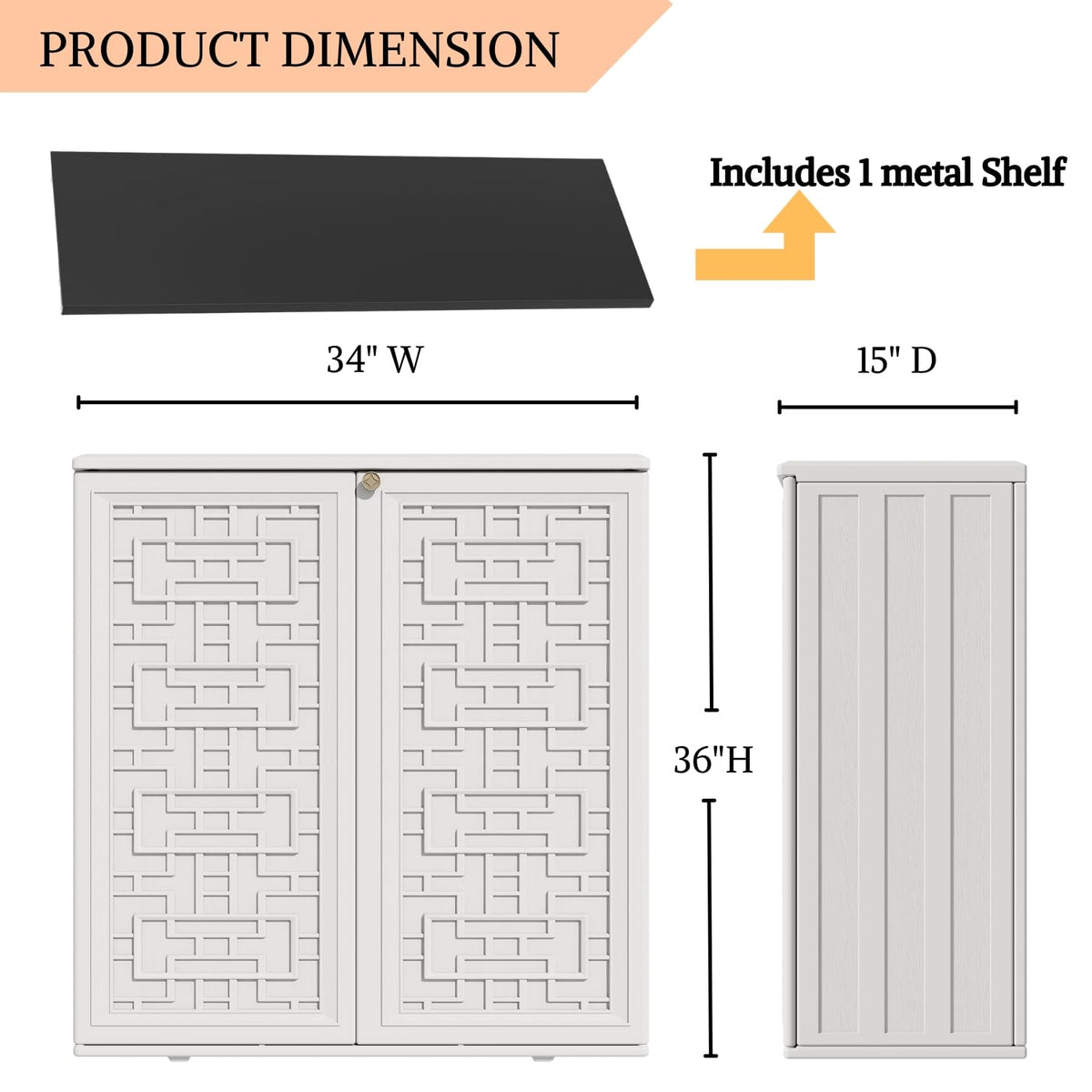 ZZM white resin shed, UV resistant and waterproof, built to withstand seasons.