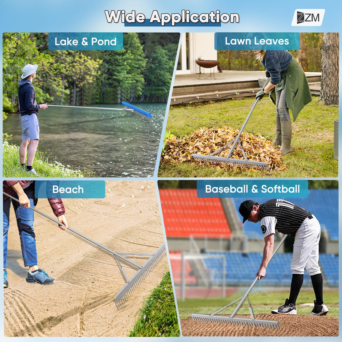 ZZM Lake Rake easy assembly with included parts for quick setup.