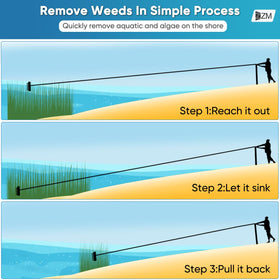 ZZM Weed removal along shoreline with the lake rake in action.