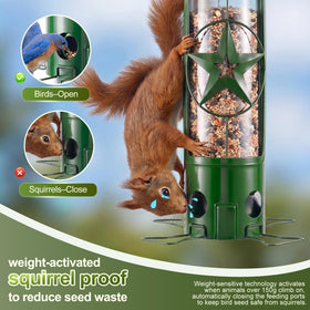 ZZOOEE metal outdoor bird feeder 3lb capacity for extended use outdoors.